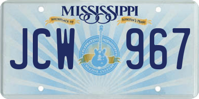 MS license plate JCW967