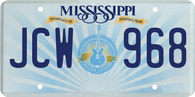 MS license plate JCW968