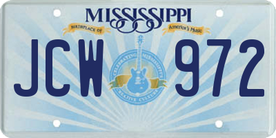 MS license plate JCW972