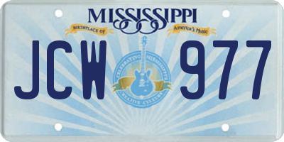 MS license plate JCW977