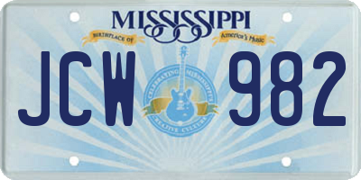 MS license plate JCW982