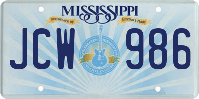 MS license plate JCW986