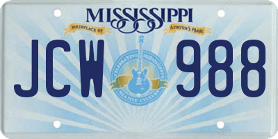 MS license plate JCW988