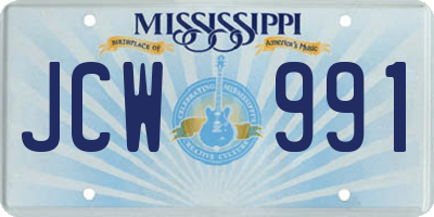 MS license plate JCW991