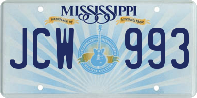MS license plate JCW993