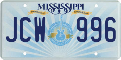 MS license plate JCW996