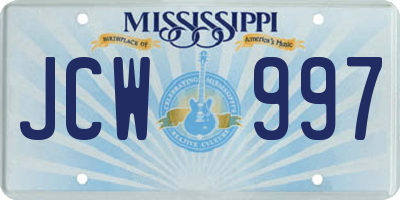 MS license plate JCW997