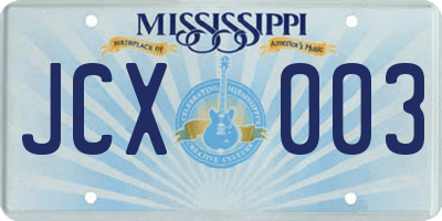 MS license plate JCX003