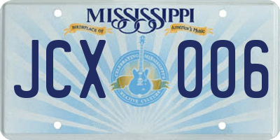 MS license plate JCX006