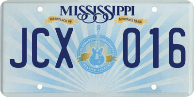 MS license plate JCX016