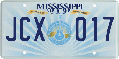 MS license plate JCX017