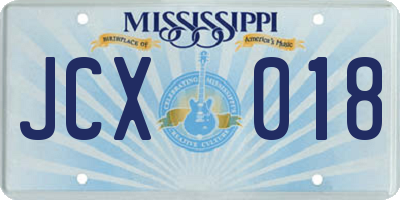 MS license plate JCX018