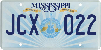 MS license plate JCX022