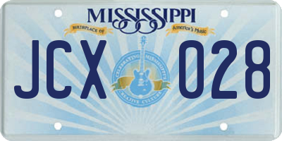 MS license plate JCX028