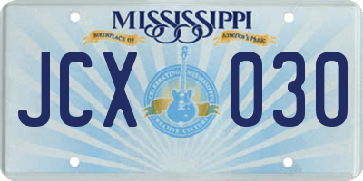 MS license plate JCX030