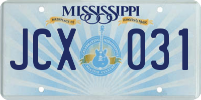 MS license plate JCX031