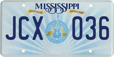 MS license plate JCX036