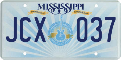 MS license plate JCX037