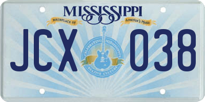 MS license plate JCX038