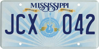 MS license plate JCX042