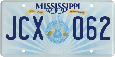 MS license plate JCX062