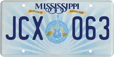 MS license plate JCX063