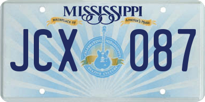 MS license plate JCX087