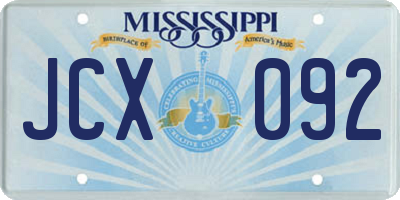MS license plate JCX092