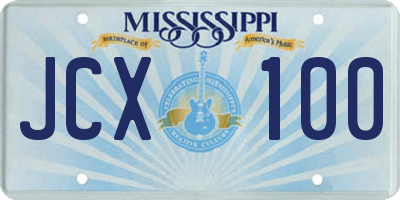MS license plate JCX100