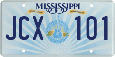 MS license plate JCX101