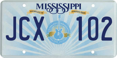 MS license plate JCX102