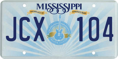 MS license plate JCX104