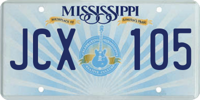 MS license plate JCX105