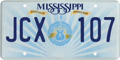 MS license plate JCX107