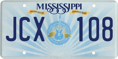 MS license plate JCX108