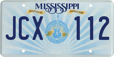 MS license plate JCX112