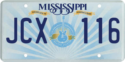 MS license plate JCX116