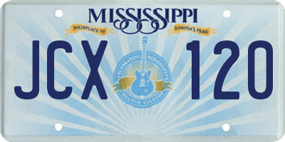 MS license plate JCX120