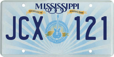MS license plate JCX121