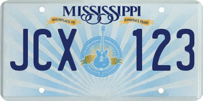 MS license plate JCX123