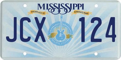 MS license plate JCX124