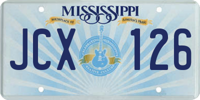 MS license plate JCX126