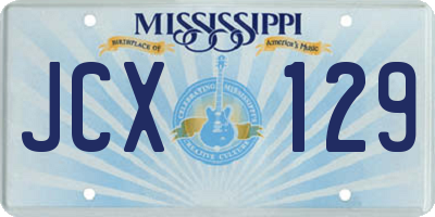 MS license plate JCX129