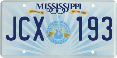 MS license plate JCX193