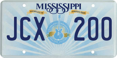 MS license plate JCX200