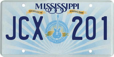 MS license plate JCX201