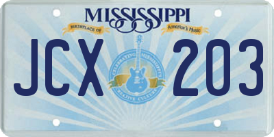 MS license plate JCX203