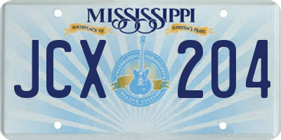 MS license plate JCX204