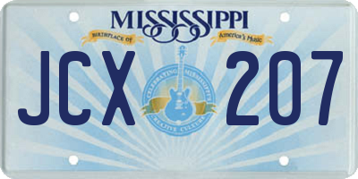 MS license plate JCX207