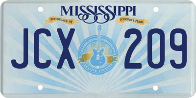 MS license plate JCX209